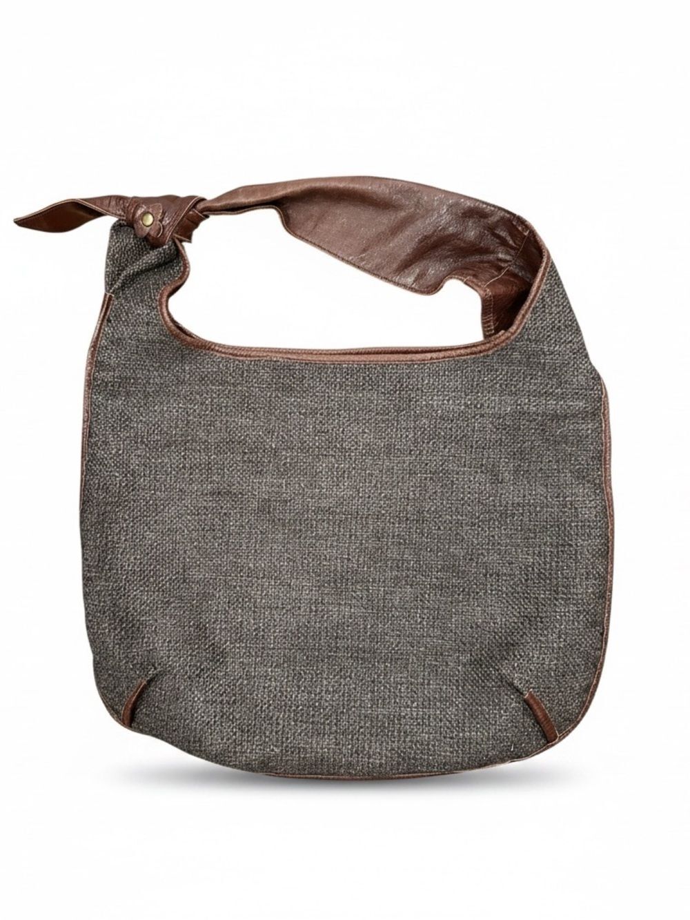Vintage Y2K Deux Lux Woven Hobo Bag with Brown Trim - Women's Shoulder Tote